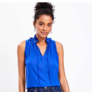 LOFT Blue 💙 Tie Neck, Sleeveless Shell top / blouse XS NWT 💙💙💙